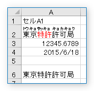 一部の文字を赤色に